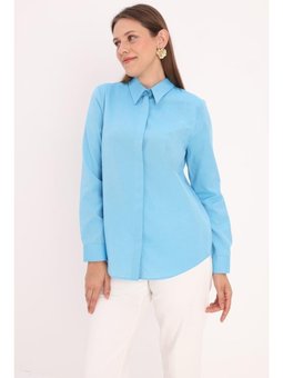 Basic Gizli Patlı Gömlek Turkuaz