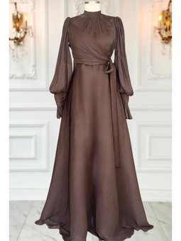 Efruz Koyu Kahve Abiye Elbise
