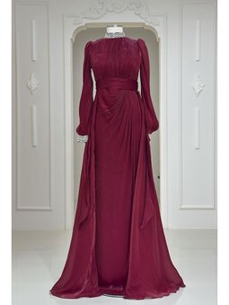Gözde Bordo Abiye Elbise