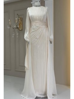 Gözde Krem Abiye Elbise