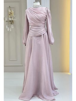 Nergis Pudra Abiye Elbise