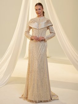 Krem Anka Abiye Elbise