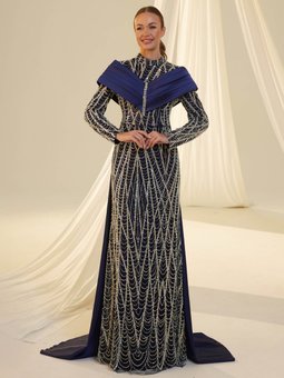 Lacivert Anka Abiye Elbise