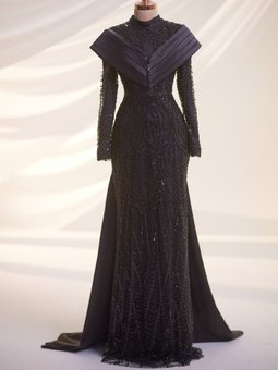 Siyah Anka Abiye Elbise