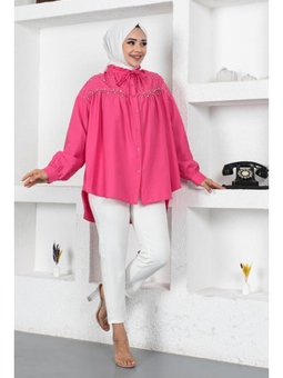 Boncuk Detaylı Gömlek Fuşya