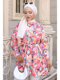 Desenli Fuşya Gömlek