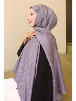 Desenli Jakarlı Antrasit Şal