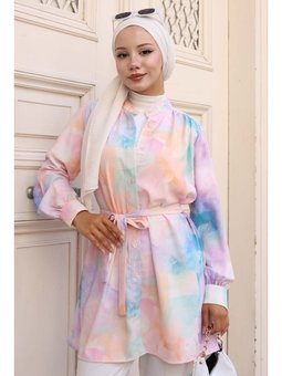 Desenli Lila Gömlek