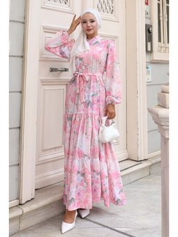 Desenli Pembe Elbise