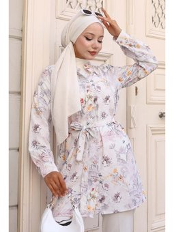 Desenli Taş Rengi Gömlek