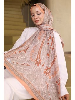 Etnik Desenli Pamuk Oranj Şal