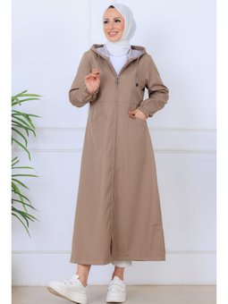 İçi Desenli Uzun Vizon Kap