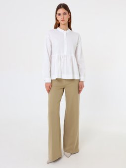 Büzgü Detaylı Beyaz Gömlek