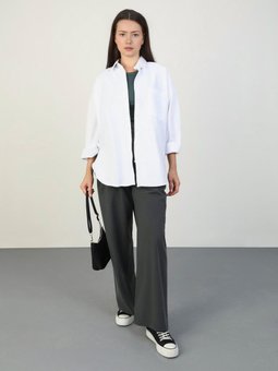 Pamuklu Oversize Beyaz Gömlek