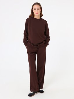 Reglan Kollu Spor Basic Kahverengi Eşofman Takım