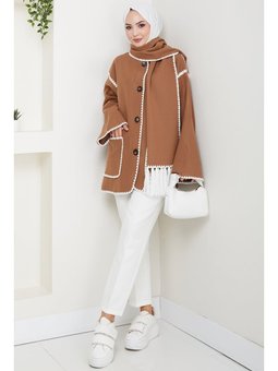 Ahen Atkılı Kaşe Açık Kahve Ceket