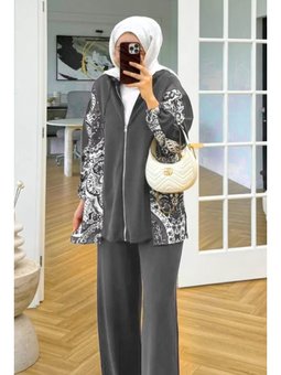 Desenli Oysho İkili Antrasit Takım