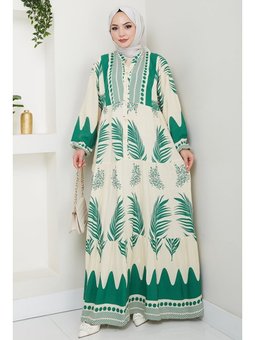 Dilar Yarım Düğmeli Dokuma Viskon Mint Elbise