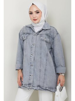 Elyez Taşlı Kot Gri Ceket