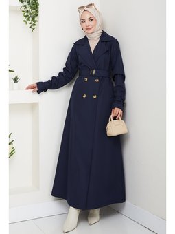 Lacivert Tam Boy Su Geçirmez Trenç