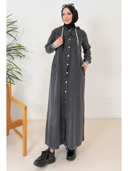 Riyal Kapüşonlu Kot Antrasit Kap