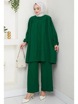 Tunik Pantolon İkili Zümrüt Yeşili Takım