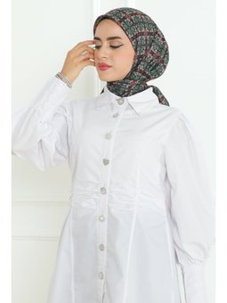 Vette Desenli Soft Haki Eşarp