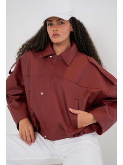 Oversize Deri Kiremit Ceket
