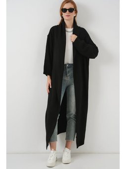 Uzun Oversize Triko Siyah Hırka