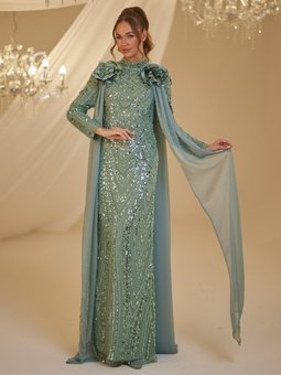 Su Yeşili Mihrimah Abiye Elbise