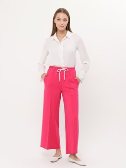 Beli Lastikli Bol Paça Fuşya Pantolon