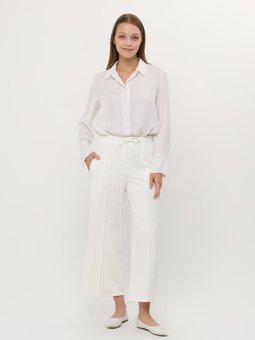 Beli Lastikli Bol Paça Krem Pantolon