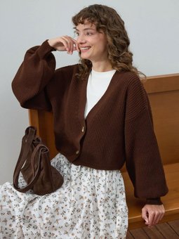 Balon Kol Triko Acı Kahve Hırka