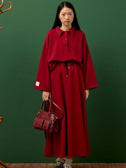 İplik Polo Yaka Body & Etek Bordo Takım