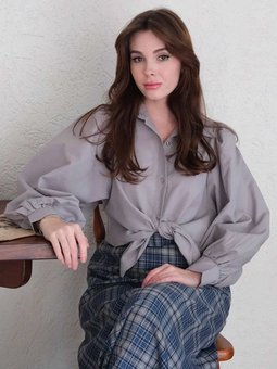 Klasik Yaka Crop Gri Gömlek