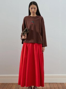 Pile Detay Kırmızı Etek