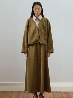 Süet Kloş Haki Etek