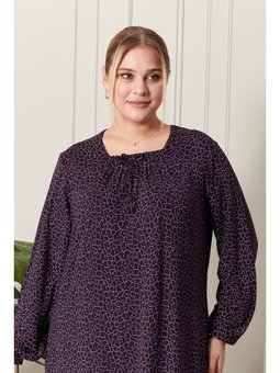 Buyuk Beden Kare Yaka Mürdüm Elbise