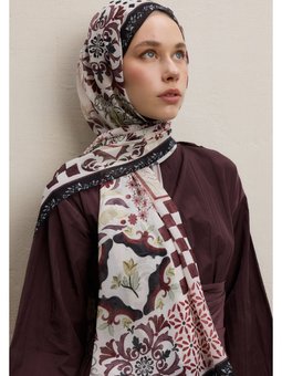 Bella Desen İpek Krep Siyah Şal