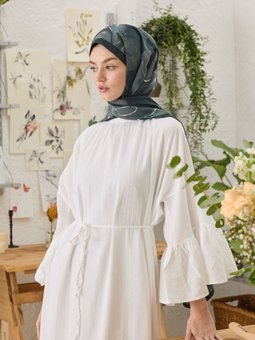 Dark Garden Desen Şal Koyu Mint