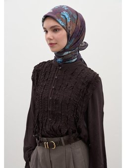 Dıtsy Leaves Desen Pamuklu Viskon Lacivert Eşarp