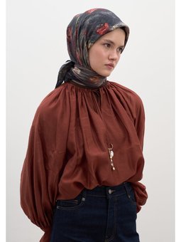 Evelyne Desen Pamuklu Viskon Siyah Eşarp