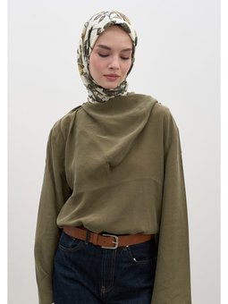 Gısele Desen Pamuklu Viskon Bej Eşarp