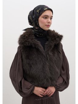 Gısele Desen Pamuklu Viskon Siyah Eşarp