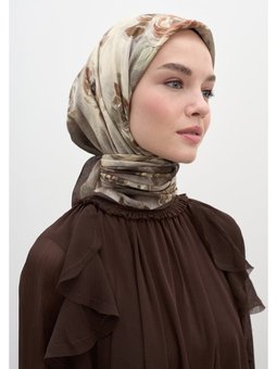 Marıelle Desen Pamuklu Viskon Eşarp Kahve