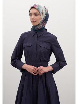 Marıelle Desen Pamuklu Viskon Lacivert Eşarp