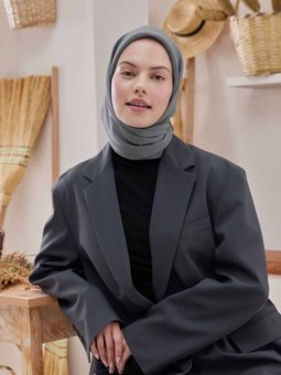 Pamuk İpek Metalik Gri Eşarp