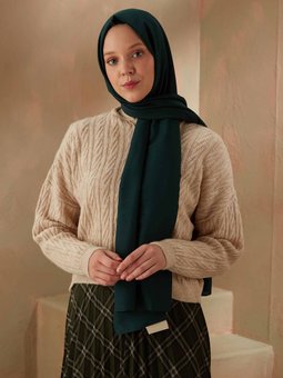 Pamuk Koyu Yeşil Şal