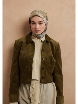 Sıenna Desen Pamuk İpek Yağ Yeşili Eşarp
