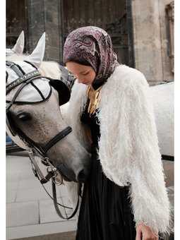 Vıntage Echo Desen Şal Erik Çürüğü